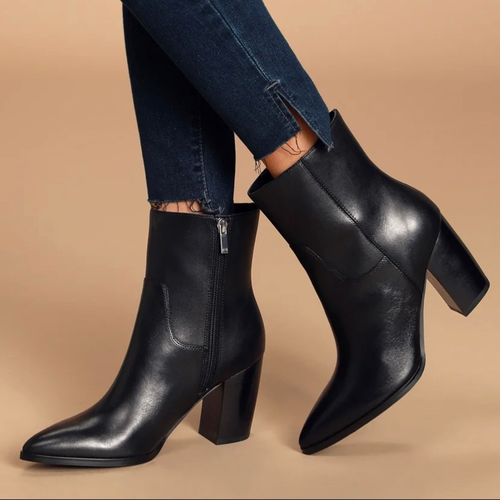 NEW Marc Fisher Giana Leather Pointed Boots 8.5